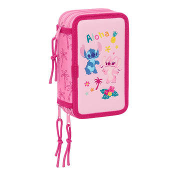 Pochette à crayons triple Stitch Chill Rose 12,5 x 19,5 x 5,5 cm