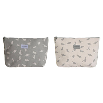 Travel Vanity Case DKD Home Decor White Grey Cotton 33 x 8 x 21 cm (2 Units)